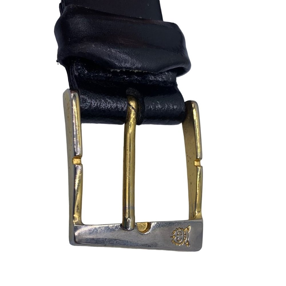 Christian Dior Belt Black Split Leather Gold Tone Buckle Size 36 - Picture 2 of 9